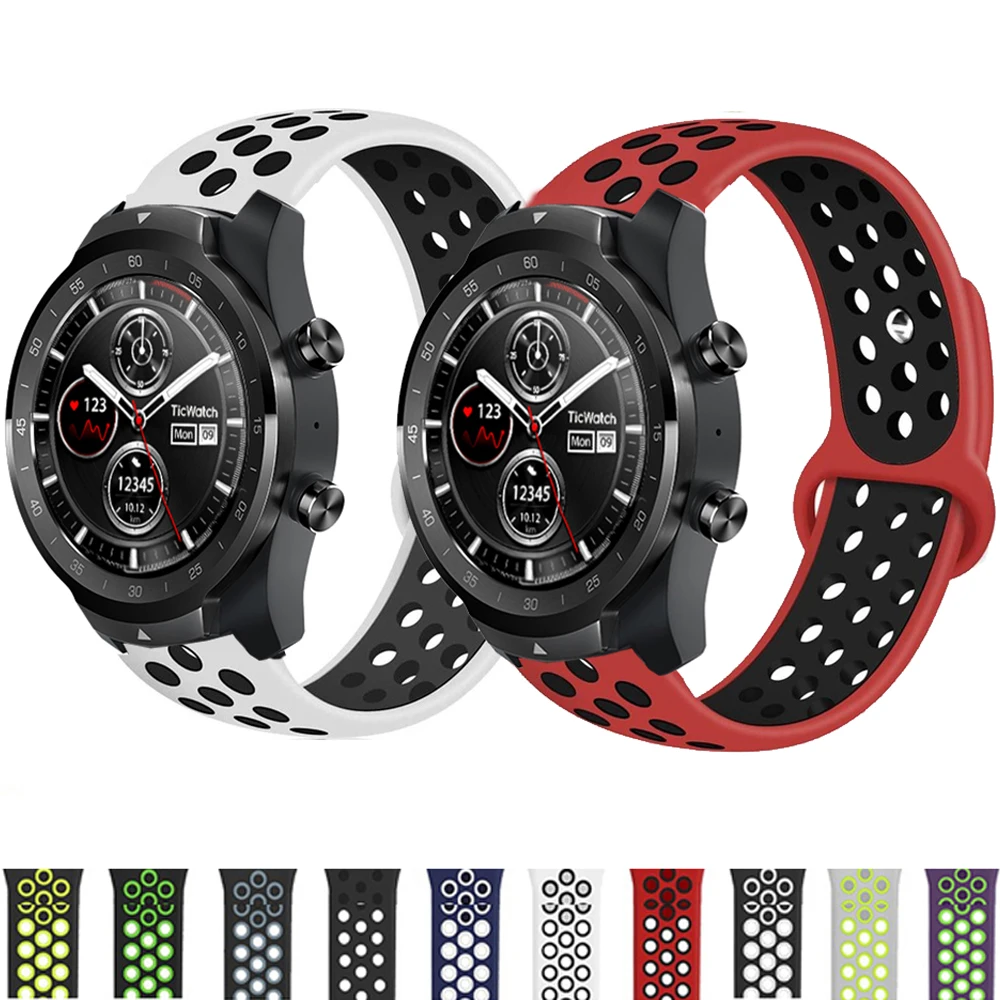 Дышащий силиконовый ремешок для смарт-часов TicWatch Pro 3 Ultra GPS спортивный браслет S 2021