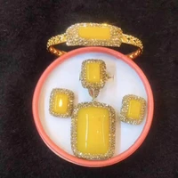 natural jade agate beeswax necklace high end exquisite spot diamond jewelry set fashionable womens wedding banquet jewelry