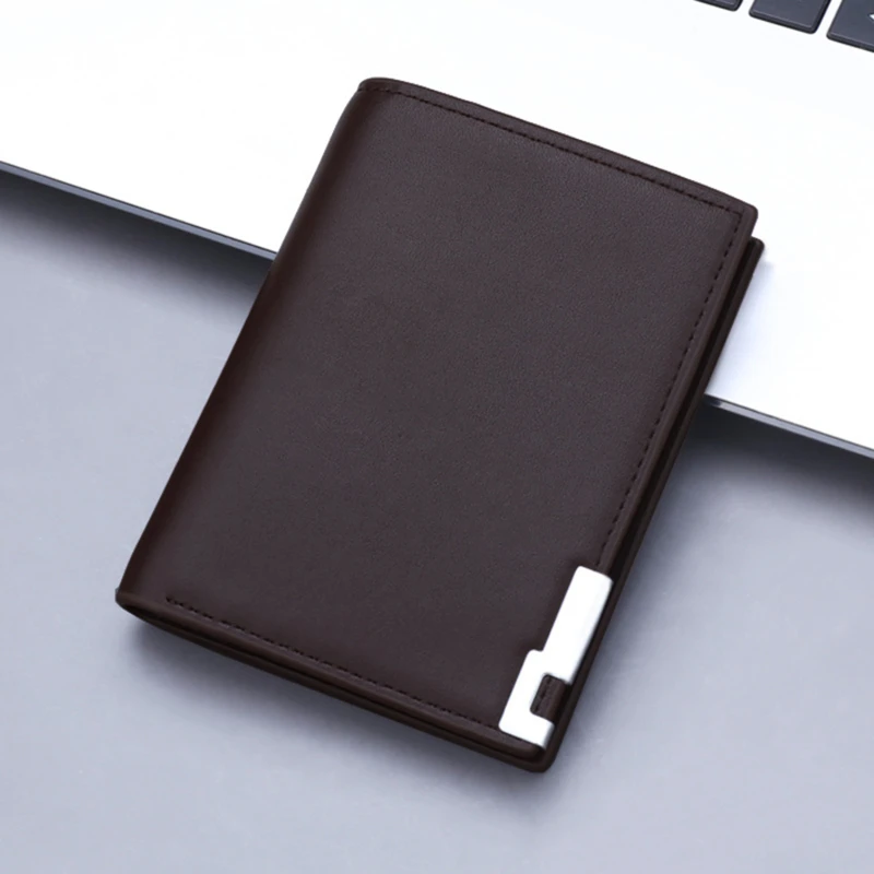

Men Soft PU Leather Black White Solid Color Simple Short Ultra-Thin Small Wallets Multi-Card Slots Card Holder Small Coin Purses