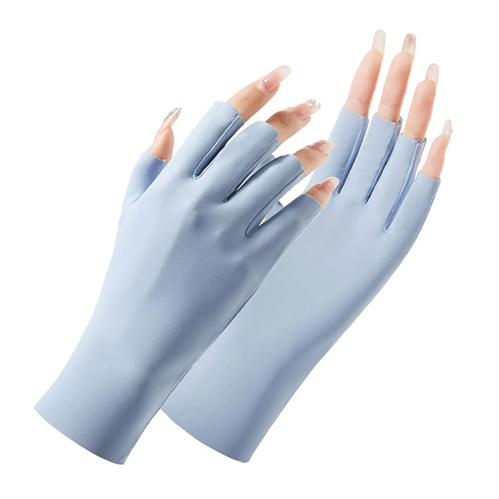 

Перчатки без пальцев с защитой от УФ-лучей, тонкие дышащие митенки для вождения, из вискозы, с полупальцами, для защиты от солнца, лето