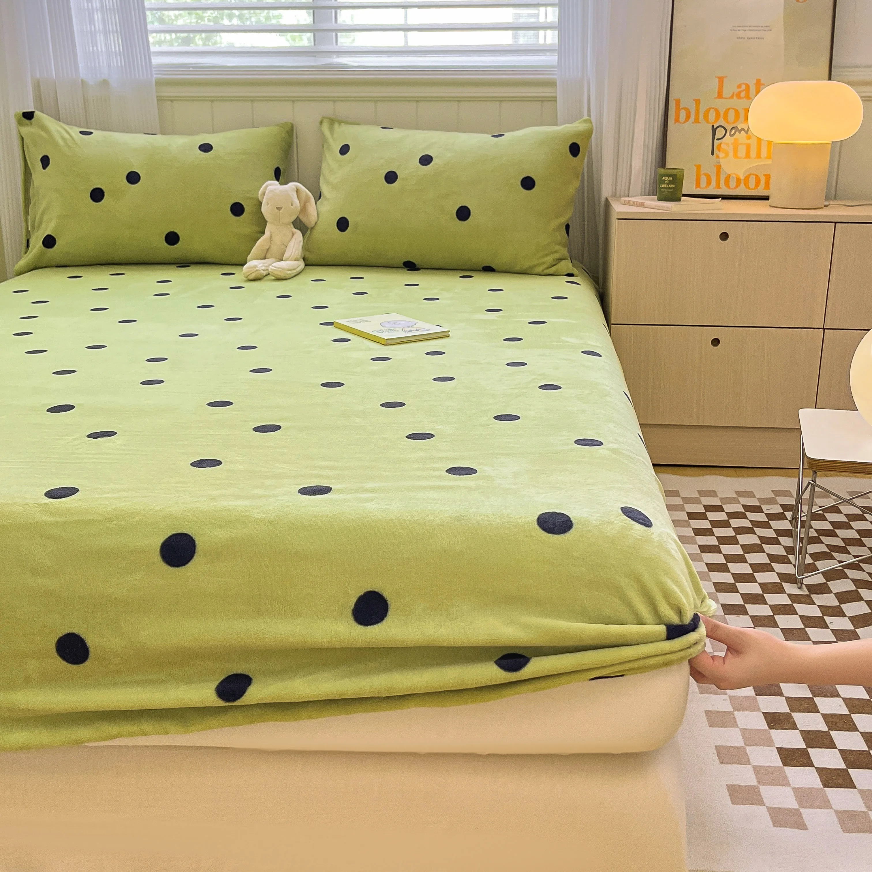 

Зимнее бархатное покрывало с принтом в горошек, 120/150/180*200 см