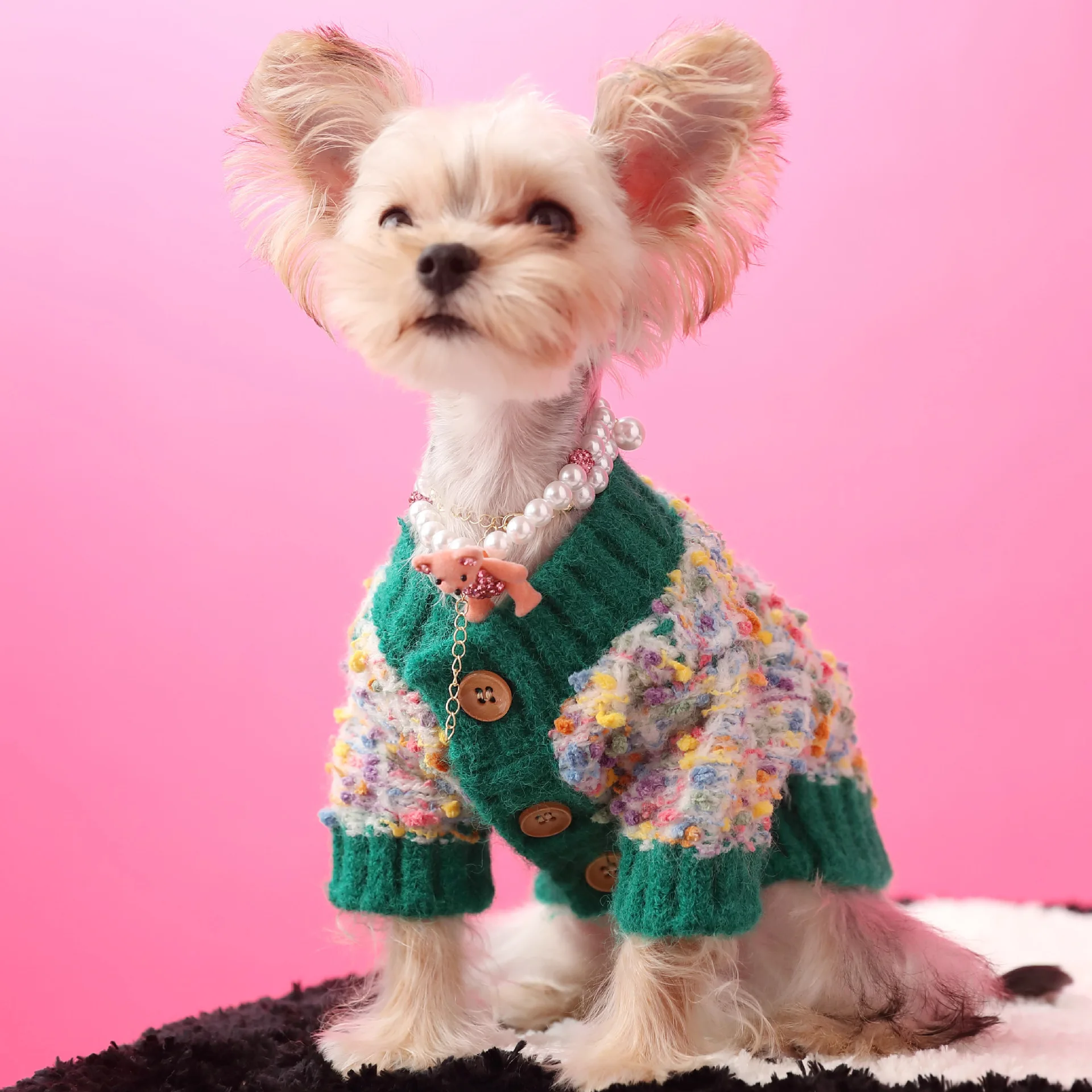 

Одежда для щенков осень-зима свитер для домашних животных собака кошка вязаные зимние теплые свитера в красочный горошек для собак аксессуары
