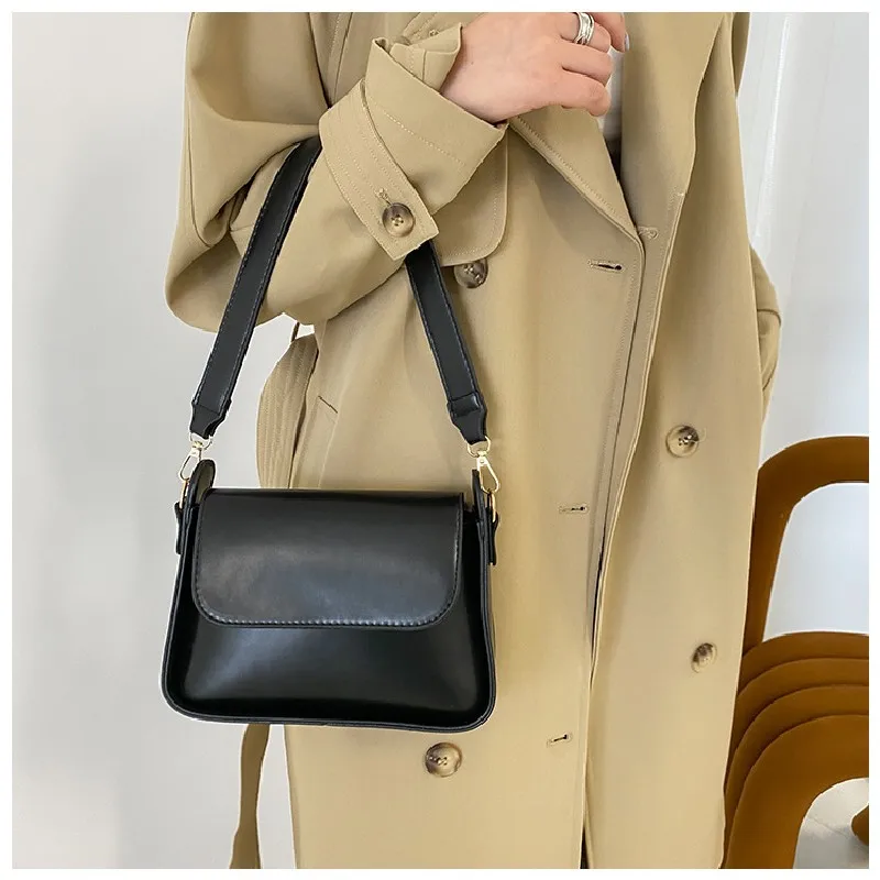 Minimalist Female Solid Color Small Casual Square Underarm Bag Luxury Single Shoulder Bags Leather Armpit Handbags For Women