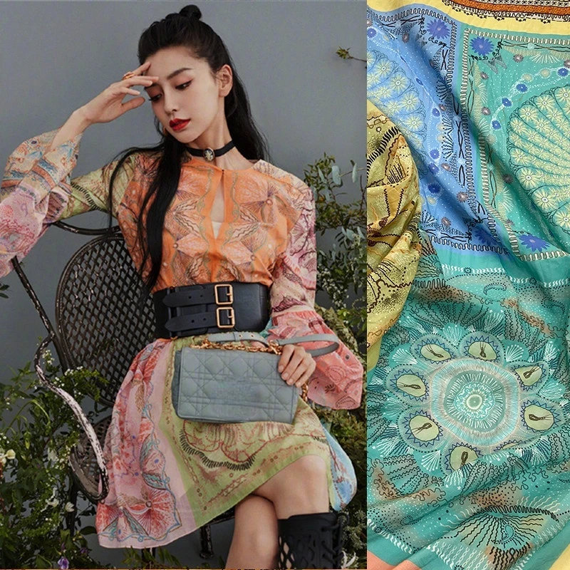 

Natural 100% Cotton Tulle Digital Printing Fabric French C Brand Fashion Clothing Shirt Cloth Fabrics for Dress Sewing Per Meter