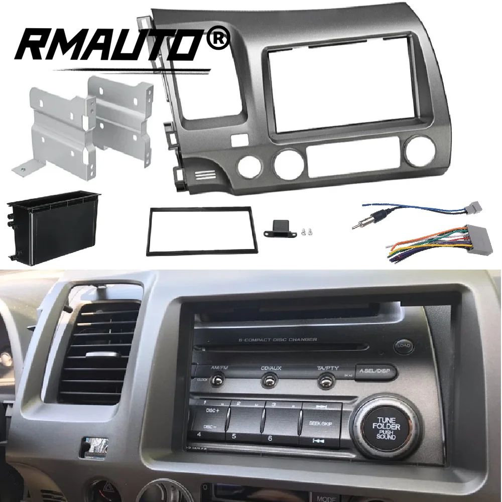 

Car Radio Stereo 2 Din Taupe Dash Kit Frame Fascias With Wiring Harness CD Box For Honda Civic 06-11 Left or Right Hand Drive