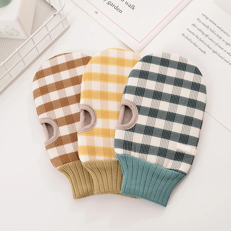 

Клетчатые банные перчатки, сильный грязеотталкивающий лосьон, банное полотенце для пальцев, бытовой двухсторонний Массажер для мытья тела,...