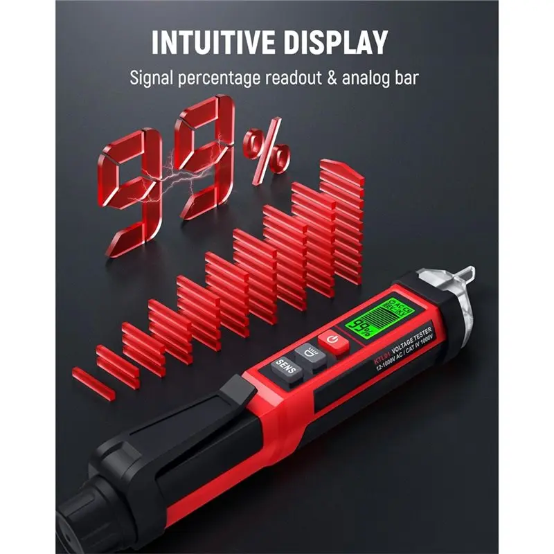 Фото Бесконтактный тестер напряжения Vlag Dual Range AC 12В/70В-1000В с ЖК-дисплеем, инструмент для электрических измерений CAT IV 1000В №5