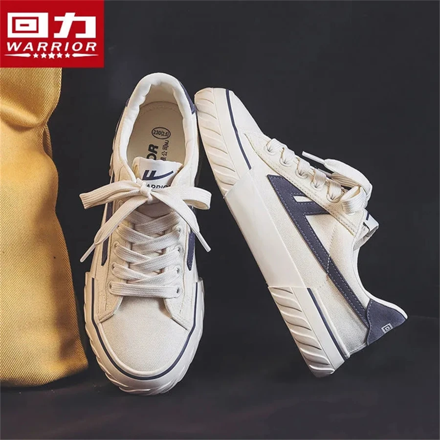 

Brand Warrior Men Women Classics Vulcanize Canvas Shoes New Top Quality Unisex Skateboarding Shoes Casual Sneakers Beige Blue