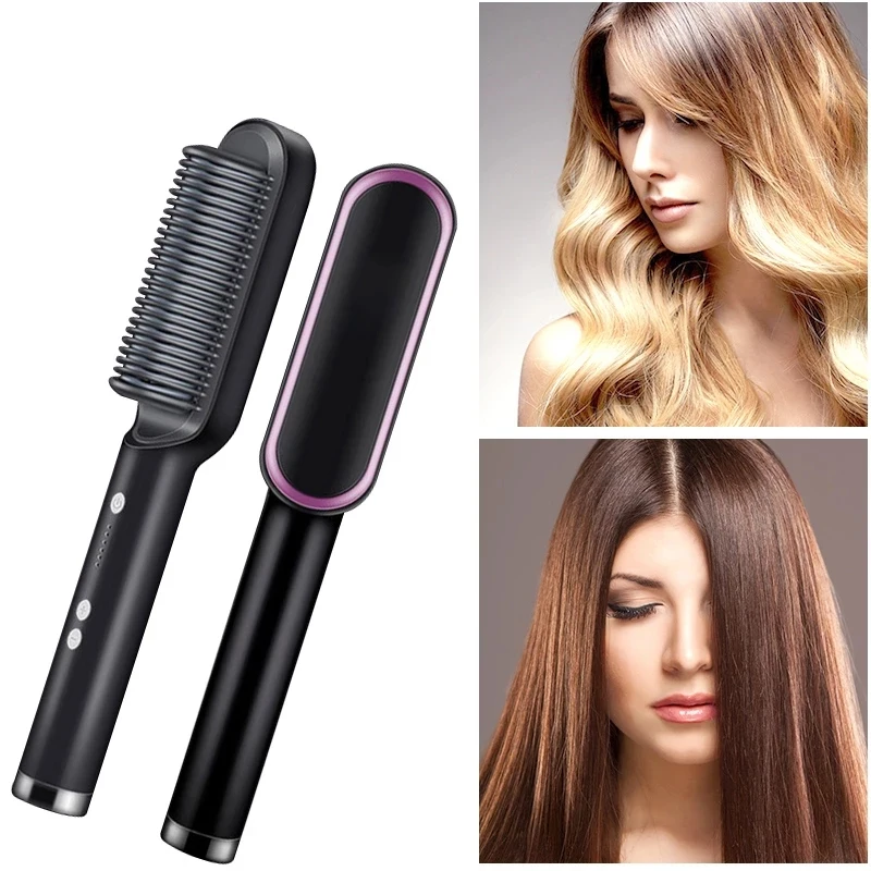 

Multifunctional Hot Hair Brush Hair Straightener Curling Iron Straightening Comb Men Beard Straightener Lady Hair Styling Tools