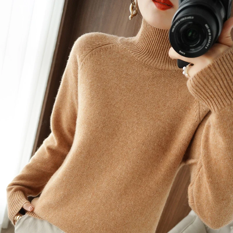 

Повседневные осенне-зимние женские свитера, водолазка с длинным рукавом, плотные теплые пуловеры, модная Корейская трикотажная одежда, базовые Джемперы 2023