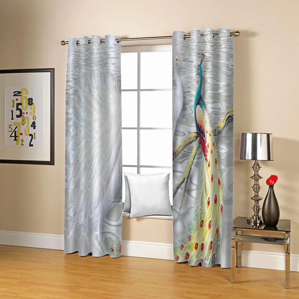 Элегантные шторы для комнаты по индивидуальному заказу с принтом павлина