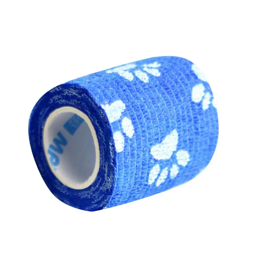 

Cat Dog Pet Cohesive Bandage Gauze Tape Care Wrap Horse Print Blue