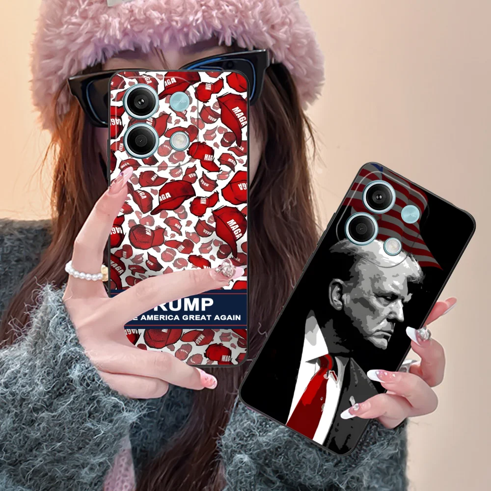 Trump Mobile Phone Case for Xiaomi Redmi Note 13 12 11 10 9 8 7 6 S A Pro Lite Plus 5G Black Cellphones Smartphone Cover