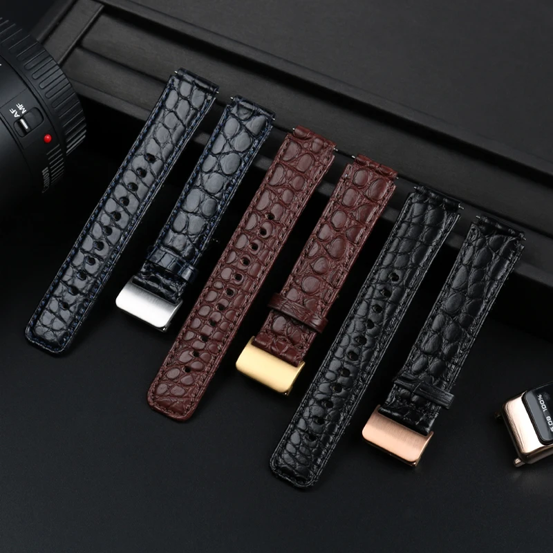 Real crocodile skin Watch Band for HUAWEI B2 B3 B5 B6 Series smart 16mm 18mm Quick Release Leather Strap
