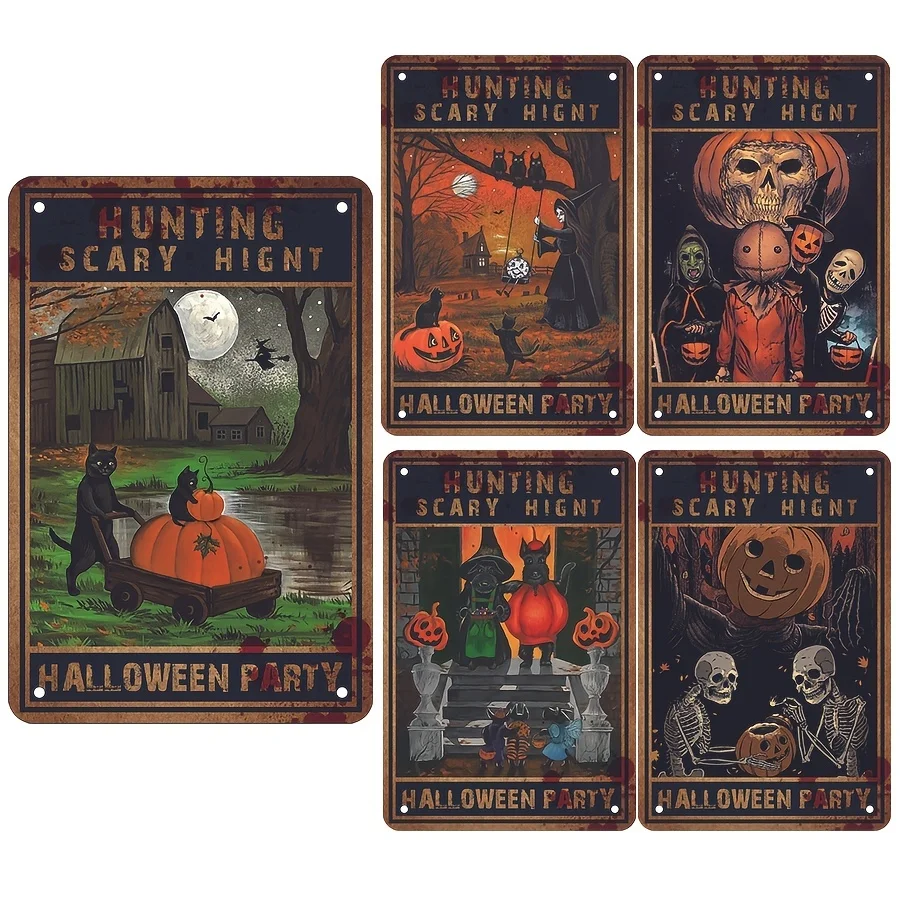 Декоративная картина на Хэллоуин, плакат с индикацией для дома и гостиной, металлическая подвеска, искусство на Хэллоуин и другие Чехлы, Прямоугольник, 12x8 дюймов