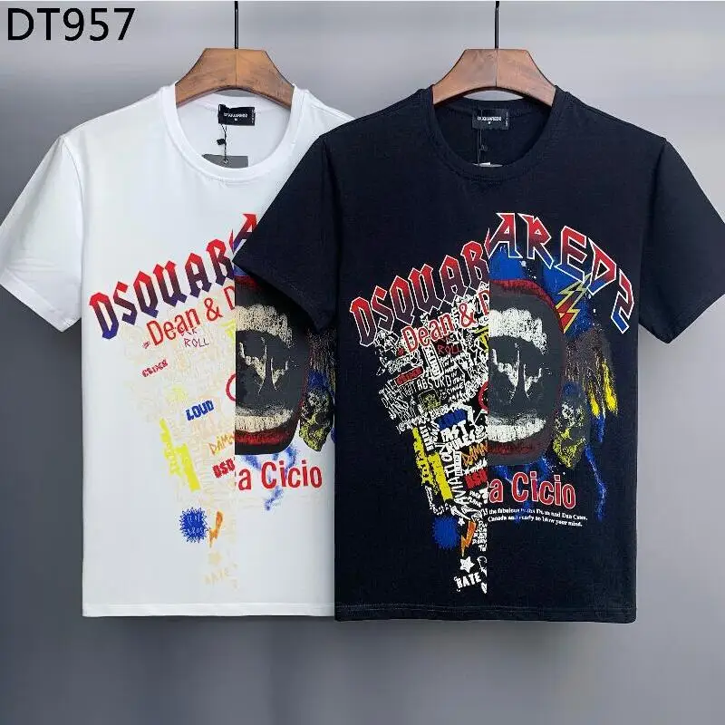 

Dsquared2 Cotton Round Neck Short Sleeve Shirt Letter Print Casual Men's Clothing Tops DT957