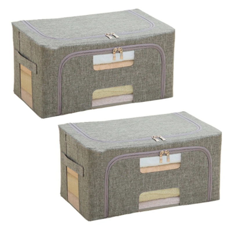 

Foldable Waterproof Oxford Cloth Clothes With Zipper Storage Box Large Capacity Clothing Storage Box 2Pcs