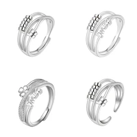lower anxiety essential matching women men rings jewelry reduce pressure rotatable beads silver plated rings for women men new