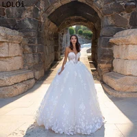 elegant floral 3d a line skirt wedding dress long sleeveless sweetheart neck bridal prom dress like a princess