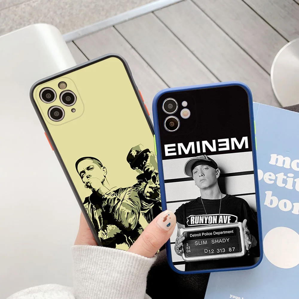 Phone Case For iphone 16 15 14 Pro Max 7 8 Plus 11 12 13 Mini XR XSMax 16Pro Fashion Eminem RAP GOD Matte Translucent Cover