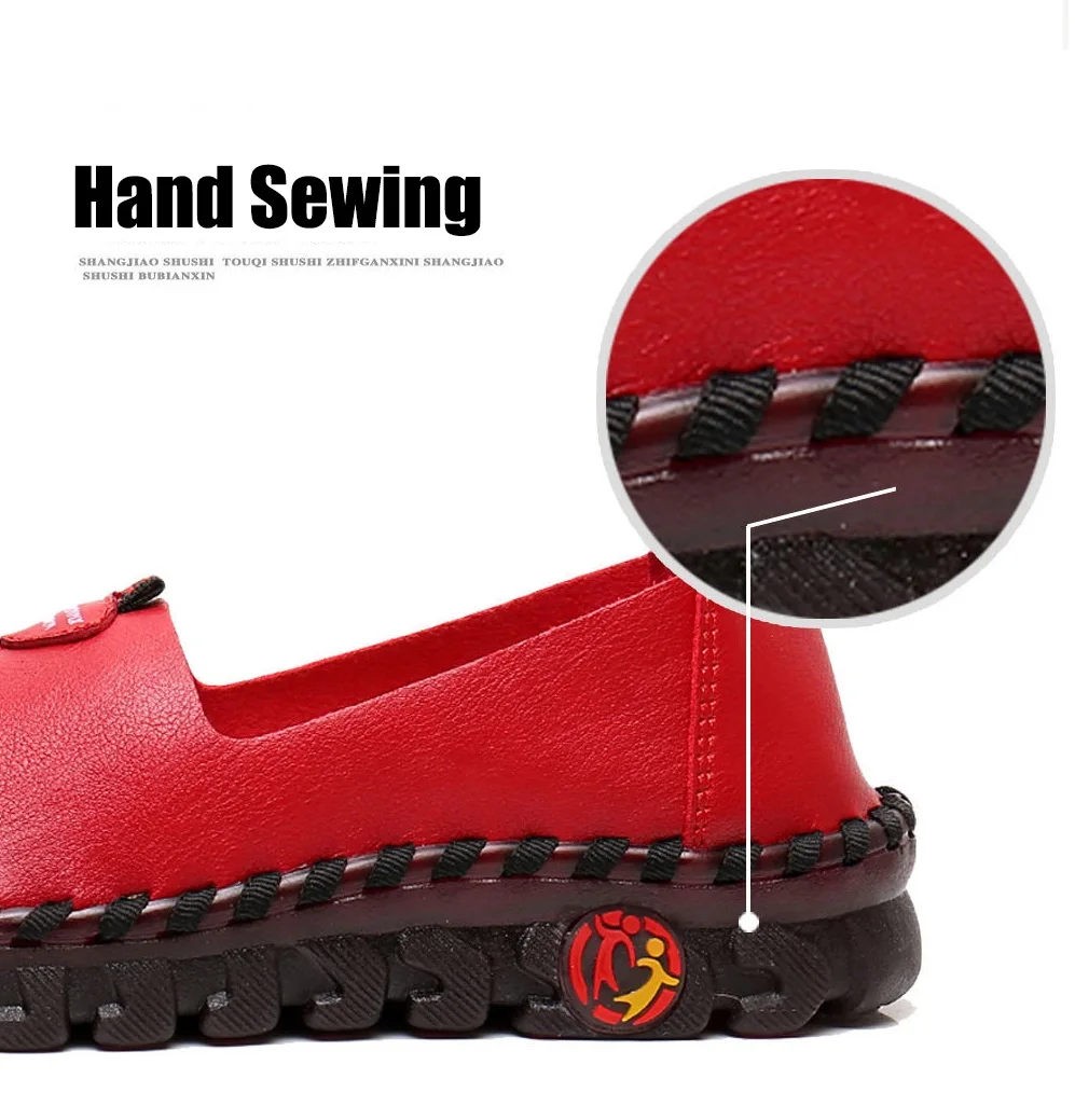 Cushion Orthopedic Shoes Women's Shockproof Loafer Red Ballet Flats Woman Leather Moccasins Slip On Driving Shoes Big Size 42