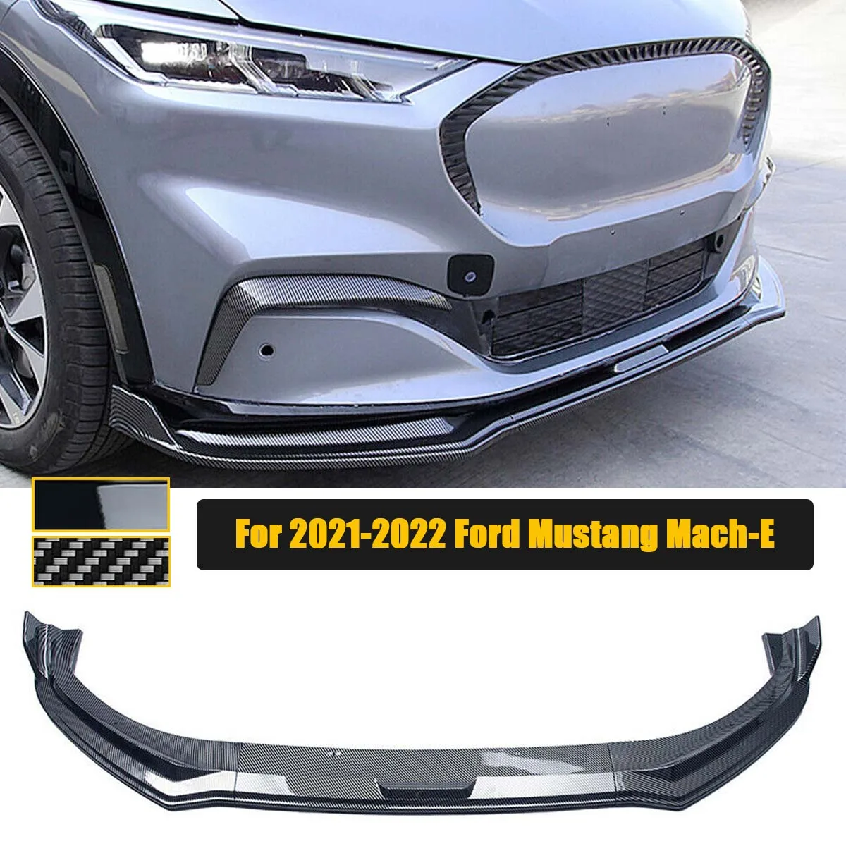 Front Bumper Lip Spoiler For 2021 2022 Ford Mustang Mach-E Side Splitters Body Kit Deflector Guards Cover Car Accessories