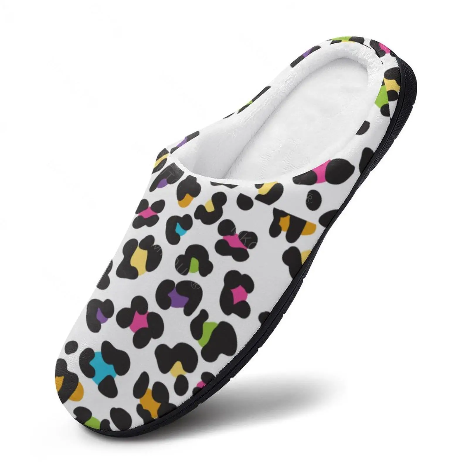 Зимние теплые тапочки с леопардовым принтом (3) Мужские и женские хлопковые