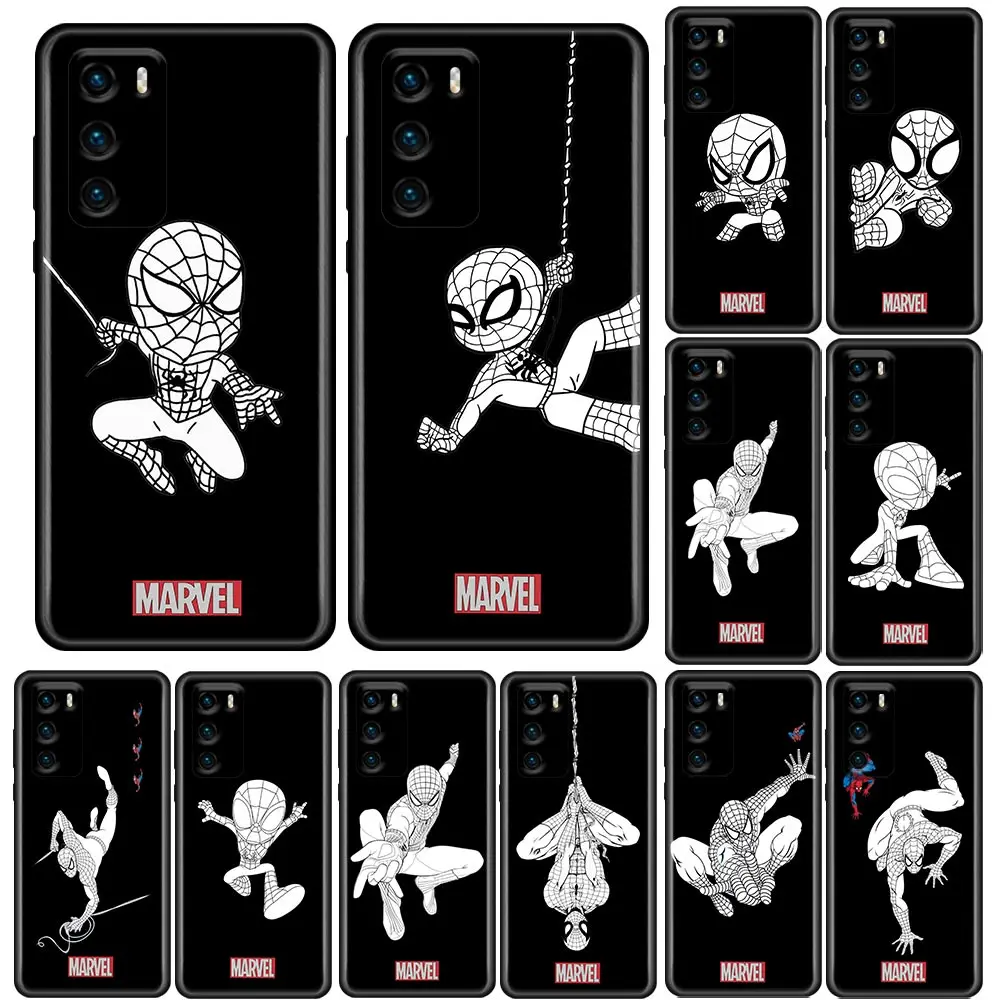 

Phone Case for Huawei P50 P50E P40 P30 P20 P10 Smart 2021 Pro Lite 5G Plus Soft Silicone Case Cover Marvel Spider-Man sketch