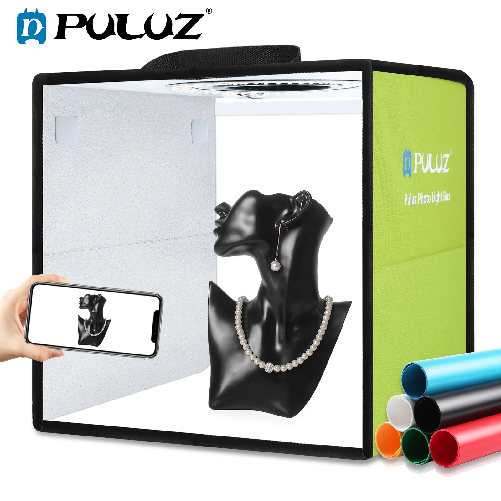 

PULUZ 30cm Lightbox Foldable Mini Photo Studio Box LED Soft Box Photography Studio Shooting Tent Softbox Kit & 6 Color Backdrops