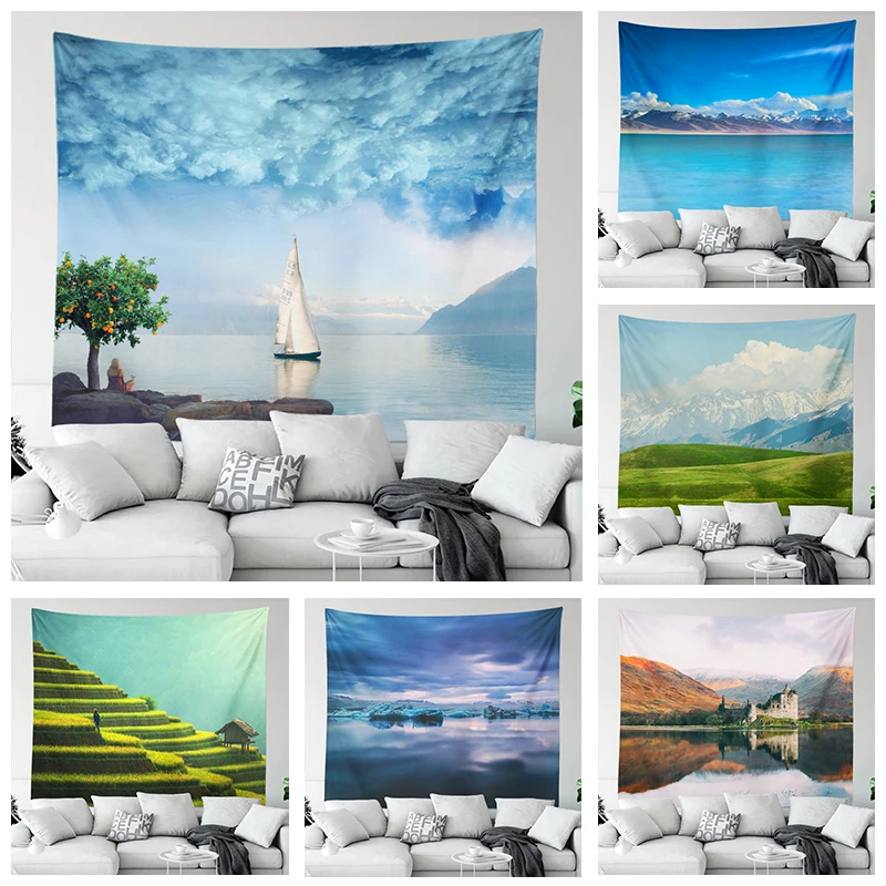 

Beautiful scenery dormitory tapestry wall hanging room decoration nature murals bedroom wall decoration simple home decoration