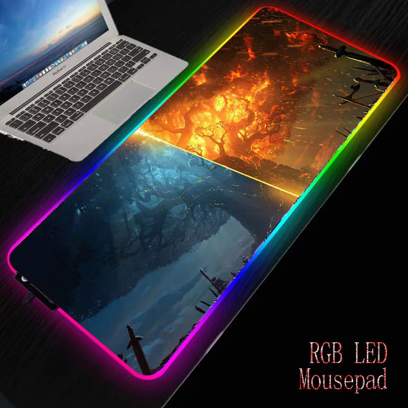 

MRGBEST Fantasy Landscape Tree Large Gaming RGB Mouse Pad LED USB Backlit Mause Carpet for Mice Desk Keyboard Computer Mat
