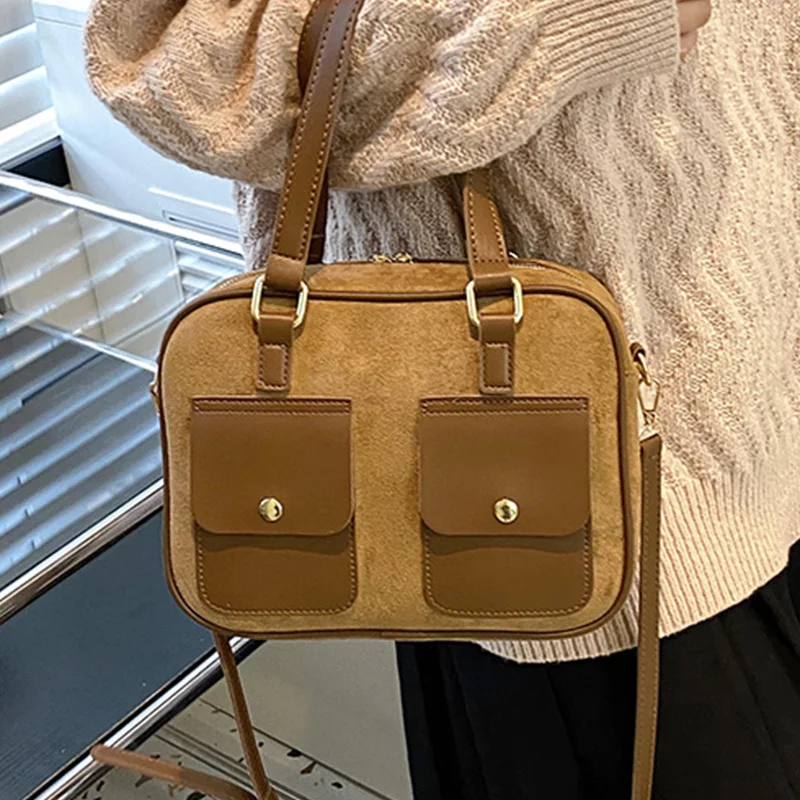 

New Fashion Women's Branded Designer Crossbody Bag Quality Suede Multi Pocket All Match Top Handle Bags Trendy Hot Sale Handbags