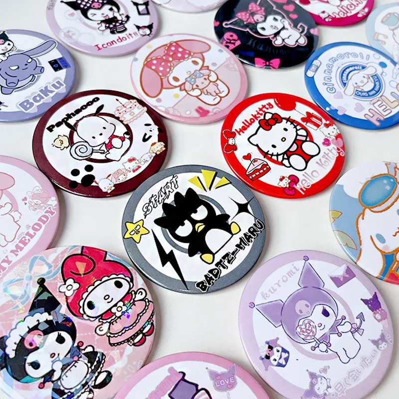 

Button Hello Kitty and friend ( Sanrio ) Brooch Tinplate badge 58mm Anime Kuromi Brooch Pin Kawaii Clothes Backpack Decoration