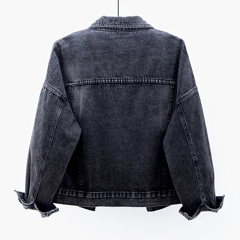 

Fashion Korean Big Pocket Denim Jacket Coat Women Chaquetas Mujer Autumn Loose Blue Black Short Jeans Jackets Female Outerwear