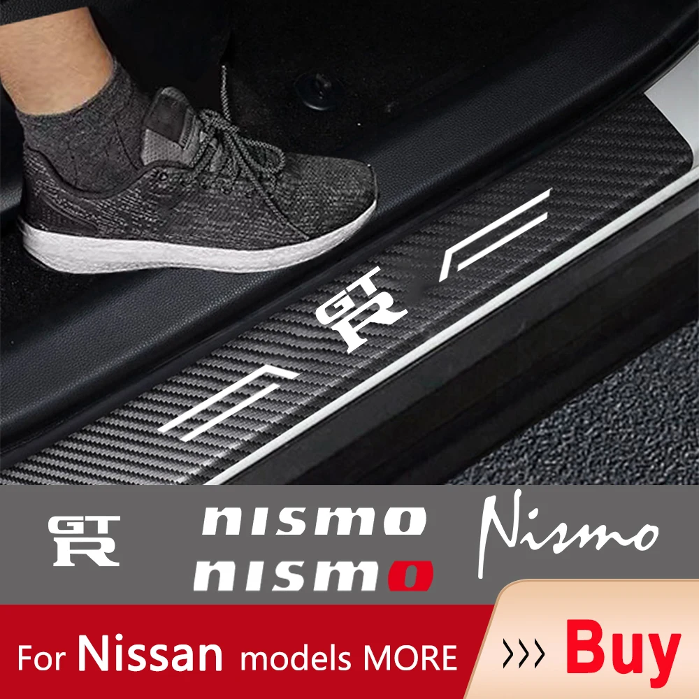 

Scuff Plate Carbon Fiber Car Door Threshold Pedal Auto Sticker Sill Scuff Plate Guard Vinyl Protector Decor For Nissan Nismo GTR
