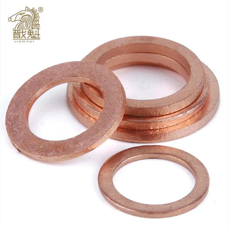 10-50pcs M5 M6 M8 M10 M12 M14 M16 M18 M20 M22 Solid Copper Washer Shim Flat Ring Gasket Rings Seal Plain Spacer Washers Fastener