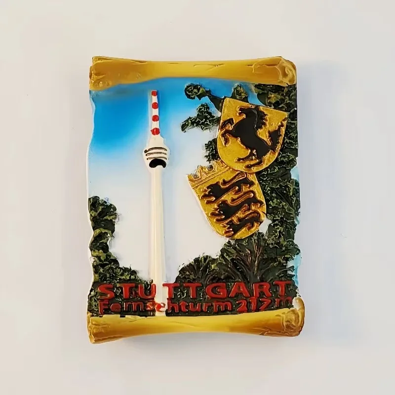 Фото Stuttgart TV Tower, здание достопримечательностей, туристический сувенир, 3D-окрашенное украшение, наклейка на холодильник, магнитная наклейка №1