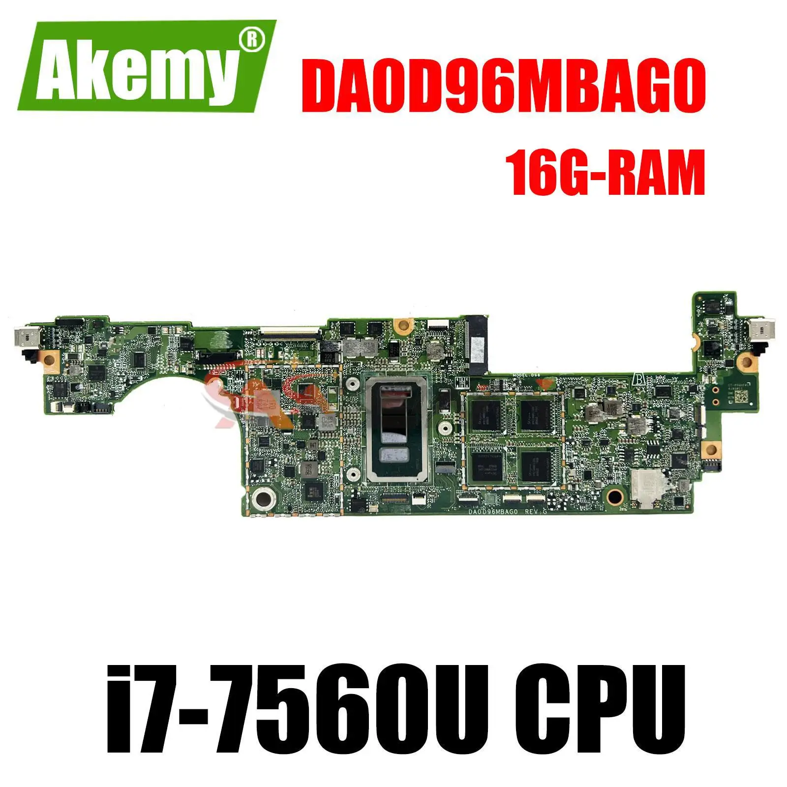 Съемная материнская плата DA0D96MBAG0 для HP Spectre X2, 12-C 12-C012DX Lapptop с процессором i7-7560U, 16 ГБ ОЗУ, 920544-601, 920545-601