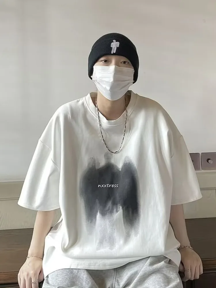 

Футболка мужская в японском и корейском стиле, классная тенниска с забавным принтом, повседневная майка в стиле унисекс, уличная одежда, лет...