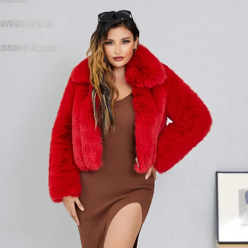 Women new fashion silm fur faux furcoat women Y1432