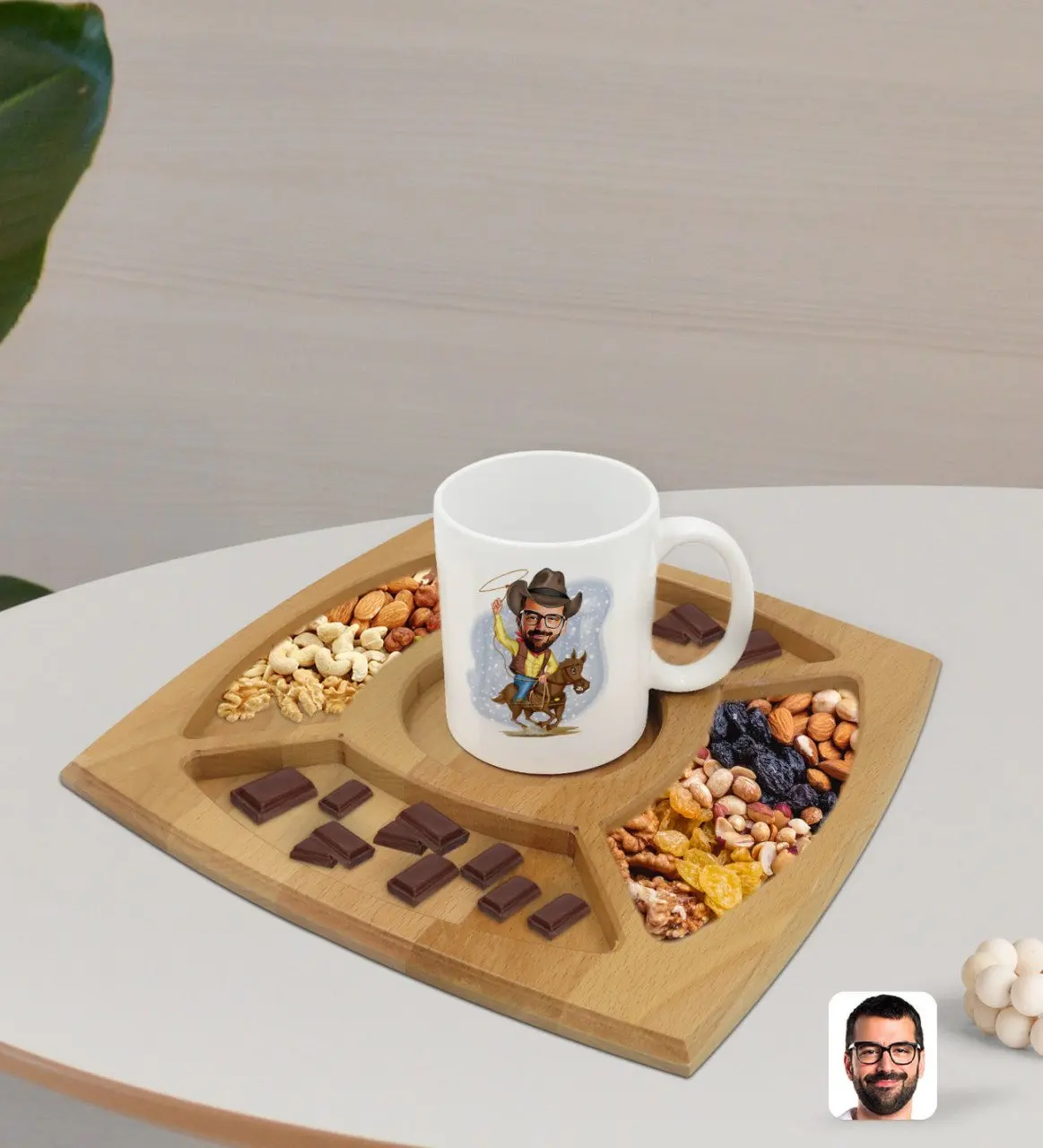 

Персонализированная белая кружка с изображением ковбойской карикатуры, 4 отделения