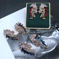 symmetrical rhinestone earrings glass red blue gray accessories party wedding jewelry