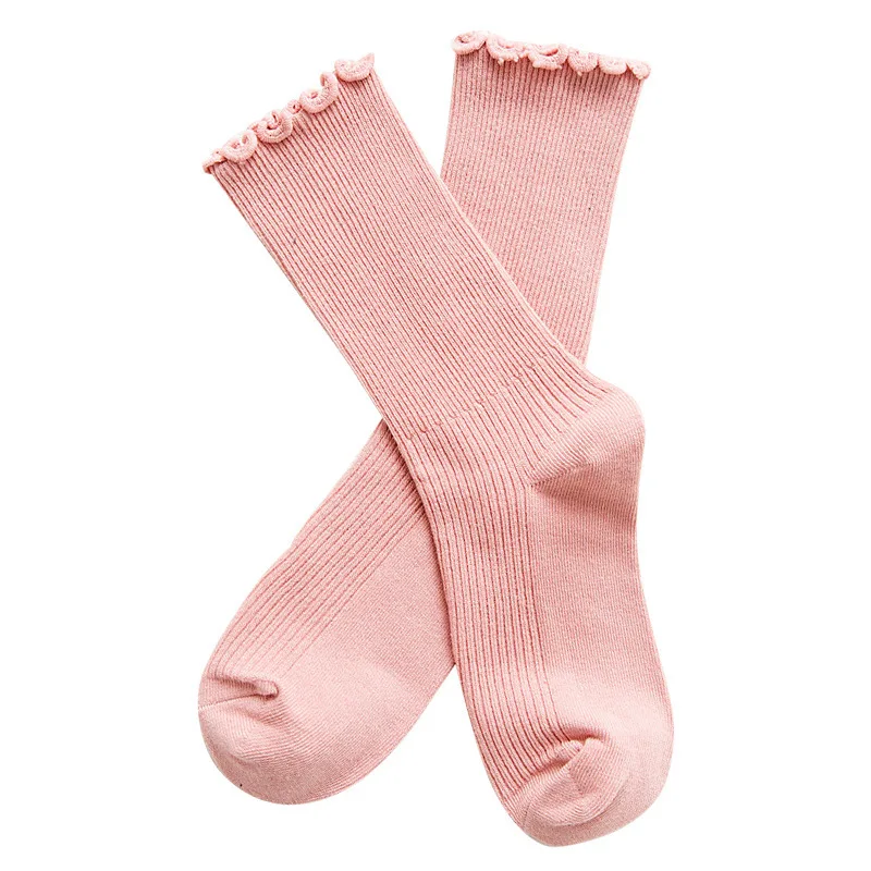 White Socks Women Kawaii Cute Frilly Ruffle Socks Cotton Japanese Fashion Purple Woman Crew Socks Female Designer Socks