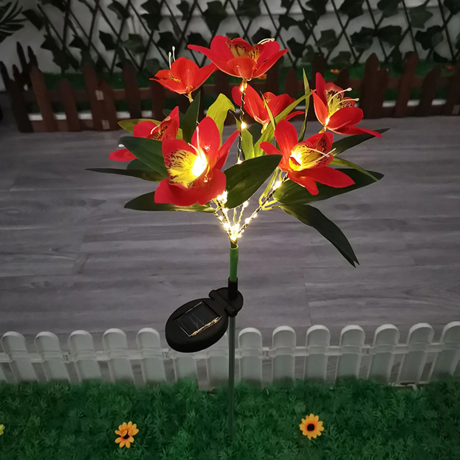 Decorative Lights Illuminate Lawn Patio Soft Landscape Light Solar Lamps Create Romantic Atmosphere Solar Garden Lights Orchid images - 6