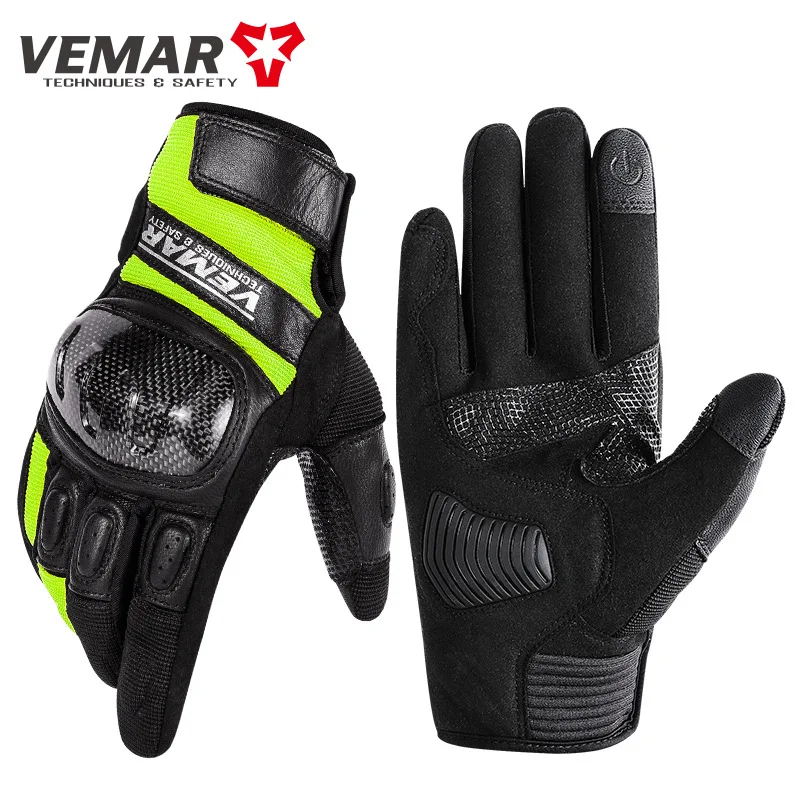 

Vemar Gloves Motorcycle Leather Guantes Motorbike MTB Bike Riding Cycling Moto Cross Enduro ATV UTV Green Off-road Luvas For Men