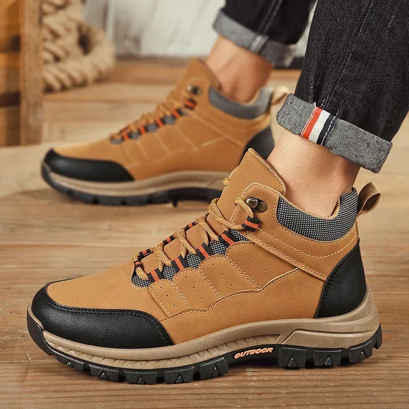 

Мужские высокие кроссовки, на платформе, со шнуровкой, Нескользящие, Повседневная Уличная обувь для походов, Новинка осени 2023