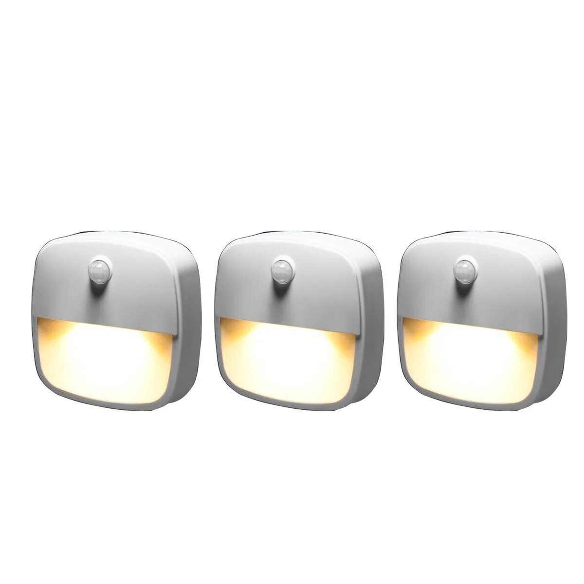 

3 Pcs LED Motion Sensor Light Battery Powered Square Lamp For Bedroom Kitchen Stair Hallway Wardrobe Cupboard Lighting Lamp