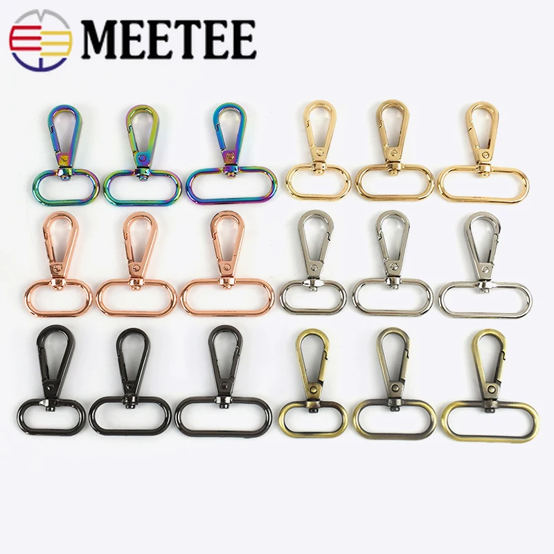 

10/20Pcs Meetee 16-50mm Metal Buckles Bag Strap Carabiner Lobster Clasp Swivel Trigger Snap Hook DIY KeyChain Bag Accessories