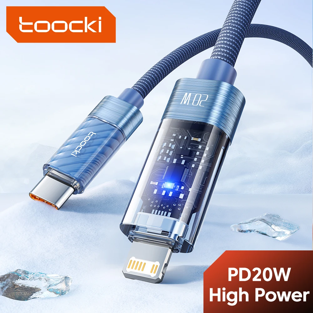 Toocki PD 20 Вт Автоматическое отключение USB C к Lightning Кабель для быстрой зарядки iPhone 14 13