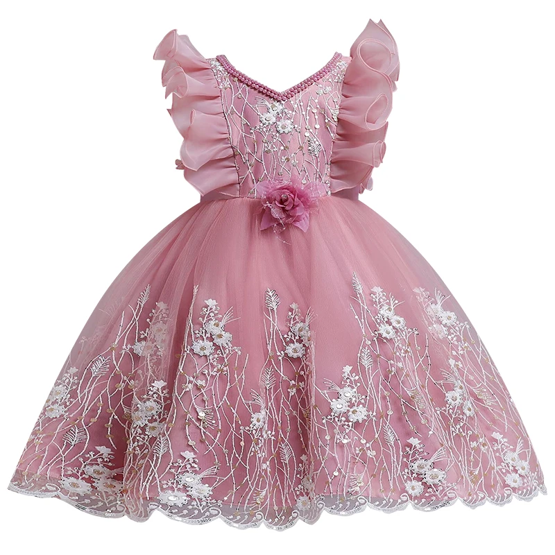 Flower Vintage Embroidery Baby Girls Dress 2022 New Summer Tutu Party Elegant Wear Princess Kids Vestido | Детская одежда и обувь
